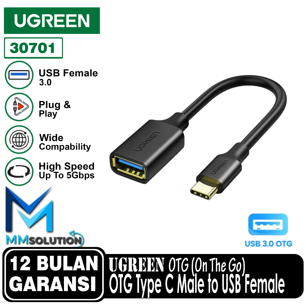 UGREEN OTG Type C Male to USB A 3.0 Female Adapter Converter 5Gbps - 30701 Rp40.000