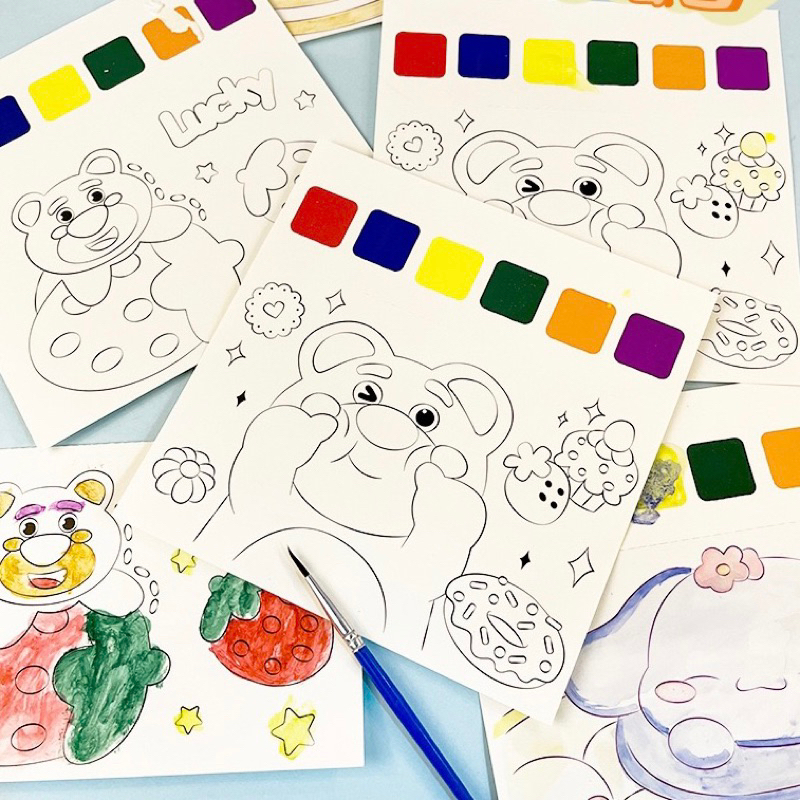 

Adn cute water color painting buku gambar cat air anak tema imut