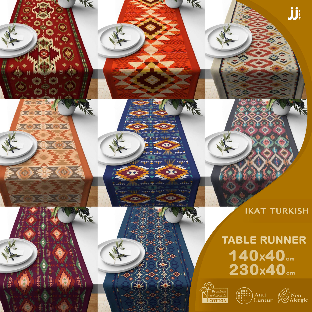 TABLE RUNNER TAPLAK MEJA MOTIF IKAT VINTAGE 140X40 DAN 230X40 CM