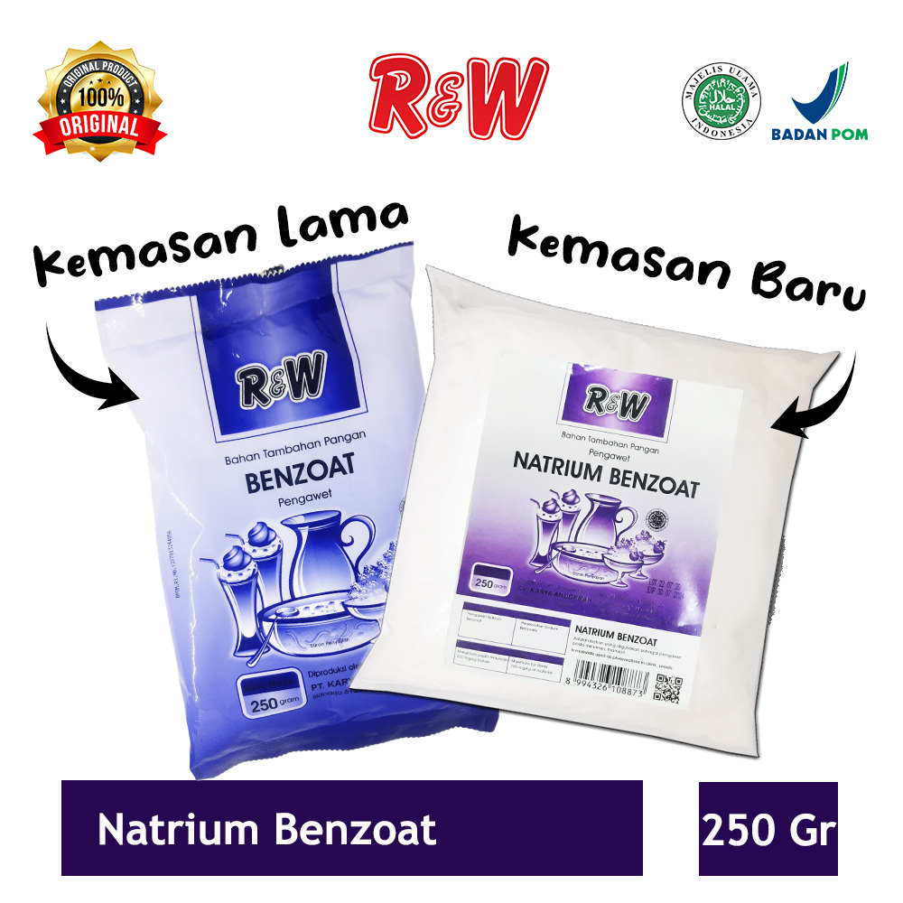 Natrium Benzoat Pengawet Makanan Minuman Rajawali R&amp;W RW 250 g