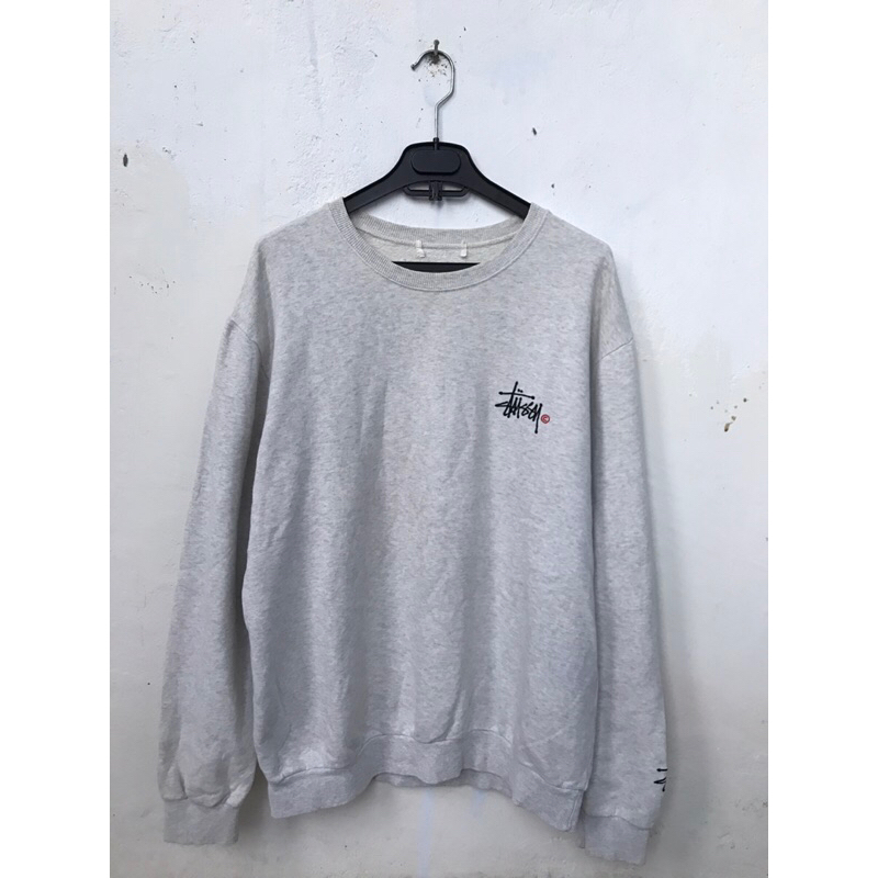 STUSSY CREWNECK SWEATER HOODIE SWEATSHIRT JAKET PRIA WANITA WHITE CHARCOAL