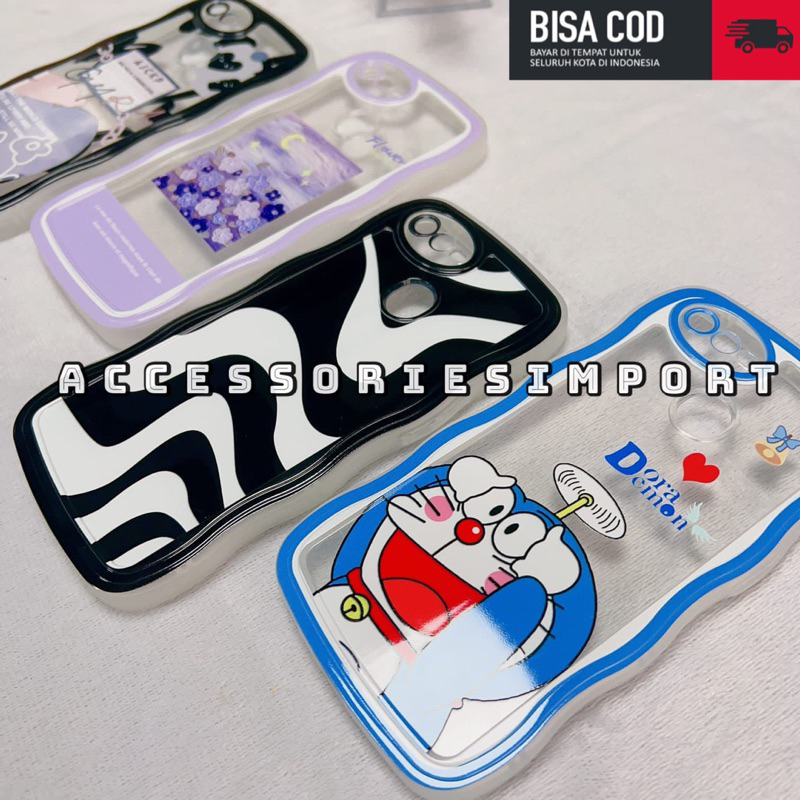 CASING WAVE XIAOMI/ REDMI NOTE 11/ NOTE 11PRO/ NOTE 10S/ NOTE 10 4G 5G/ NOTE 10PRO/ NOTE 9/ NOTE 8/ NOTE 7/ POCO M4PRO/ M5/ M5S/ C40/ SOFT CASE GELOMBANG/ WAVY + PROTECTOR CAMERA MOTIF ZEBRA/ DORAEMON / FLOWER/ LOVE BLACK