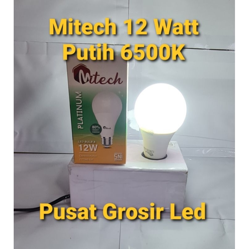 Paket Hemat 10 Pcs Lampu Led Mitech 12W 12 Watt SNI Bergaransi 1 Tahun Cahaya Putih Dan Kuning