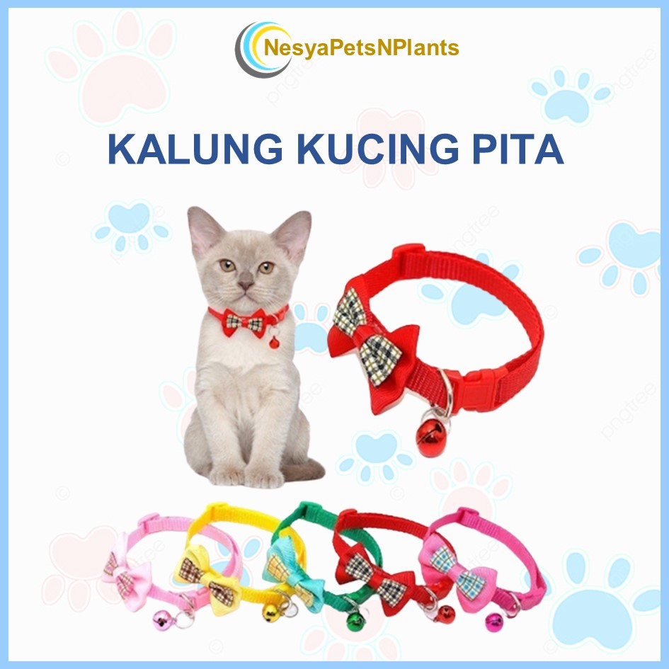 Kalung Kucing Pita Motif Lonceng Murah Lucu Aksesoris Untuk Kitten Anjing Cat Kelinci Colar Collar