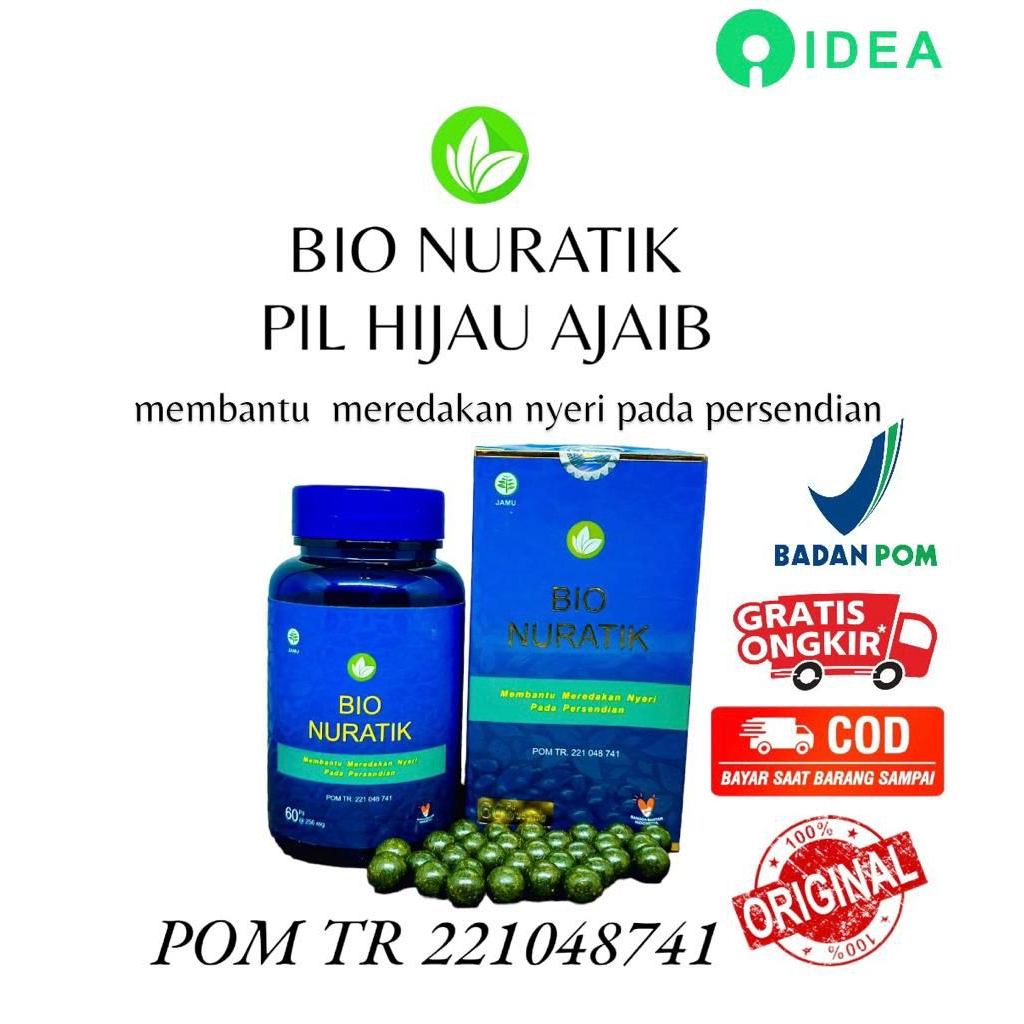 BIO NURATIK PIL OBAT HERBAL ALAMI AMPUH UNTUK MENGOBATI BERBAGAI JENIS KELUHAN PERSENDIAN SEPERTI PEGAL LINU, ASAM URAT, DAN REMATIK, NYERI SENDI, KESEMUTAN, DLL, JTV