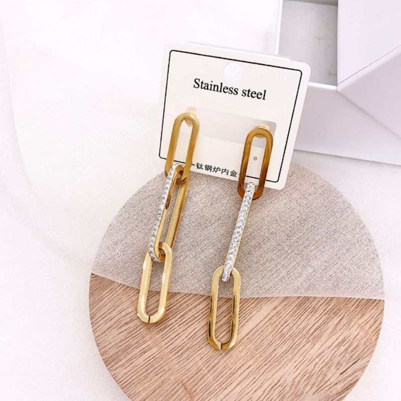 Anting Titanium asli Premium Quality Anti karat anti alergi Stainless steel ori At024