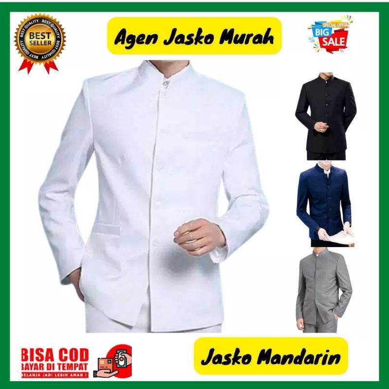Baju Jasco mandarin pormal jasKoko pria dewasa putih polos