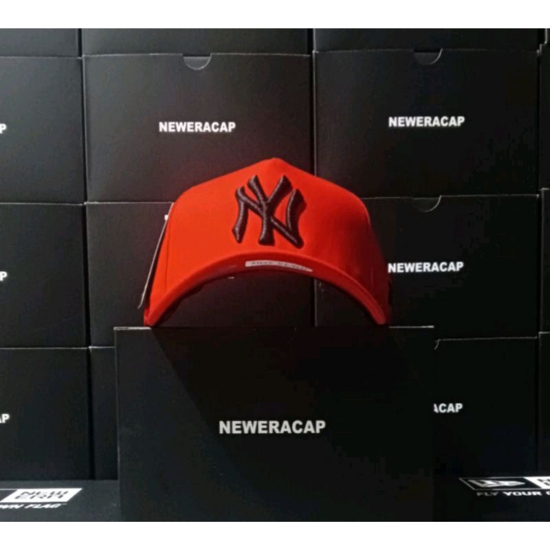 NY Hitam / Bahan Merah / 9Forty A Frame / topi premium