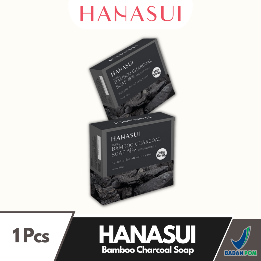 Hanasui Sabun Charcoal Bamboo Soap Sabun Pencerah Wajah Pria Sabun Pembersih Wajah Whitening Scrub Pemutih Wajah H4