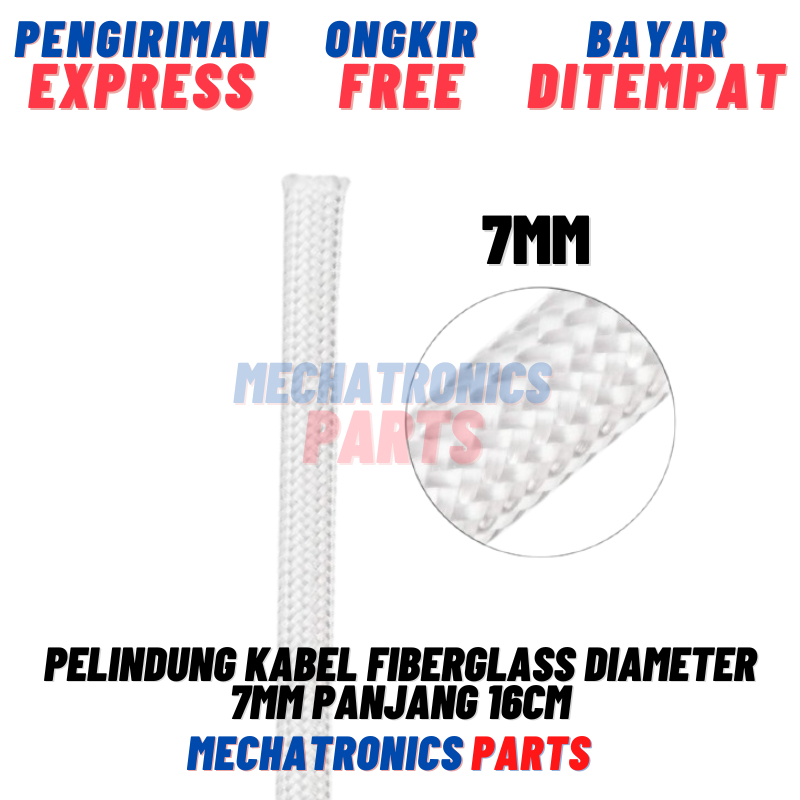 Pelindung Kabel Fiberglass Diameter 7mm Panjang 16cm Anti Panas  Selongsong Tahan Api Selang Sleeve Strip