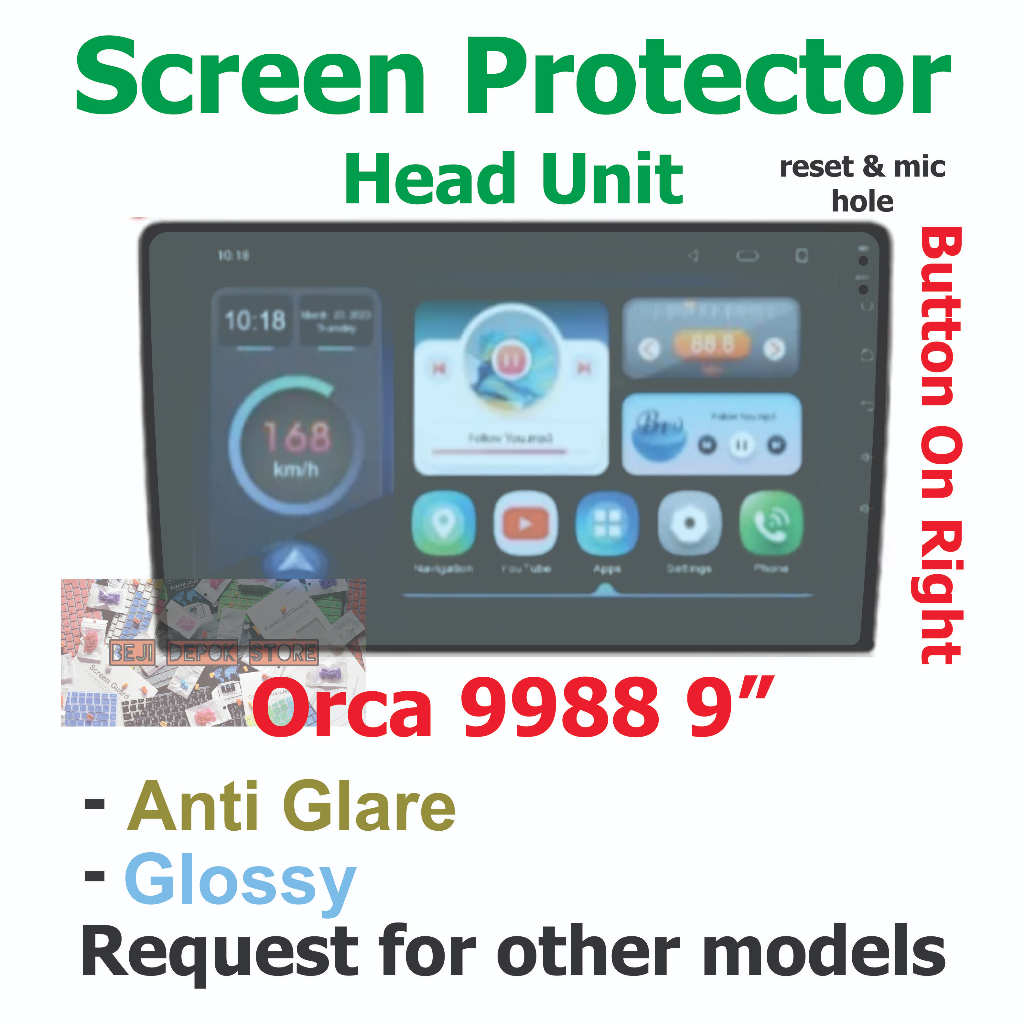 Orca 9988 head unit mobil 9&quot; inch Screen Protector Guard Right Button