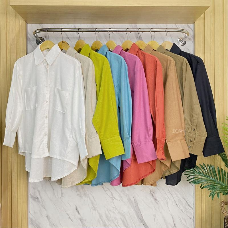 ZOWI Kemeja Wanita Oversize Linen Polos Jumbo Premium