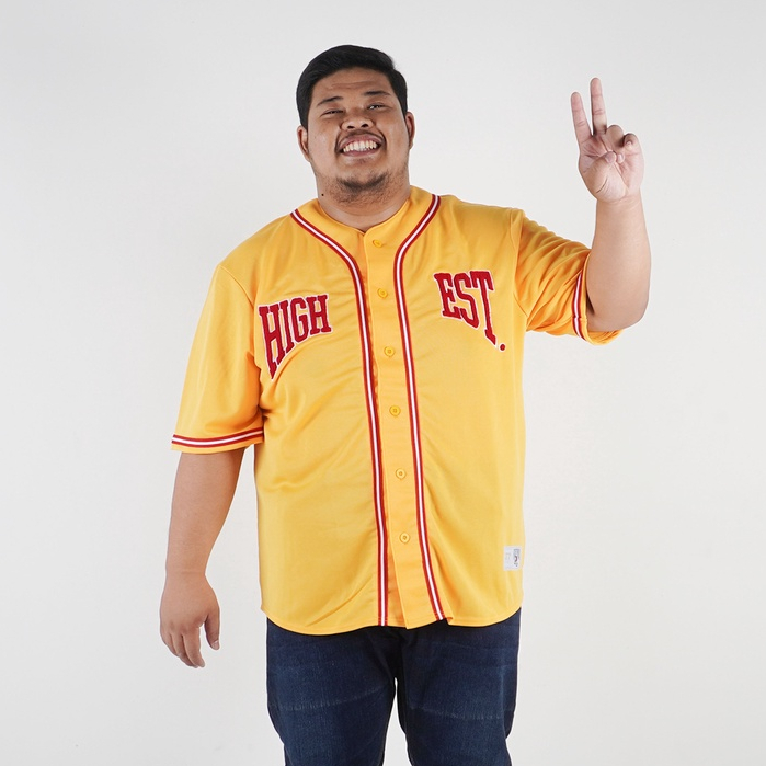 HIGHEST KEMEJA BASEBALL UKURAN BIG SIZE JUMBO PRIA DRYFIT WARNA KUNING OLAHRAGA HIGHESTWORLD SERIES 