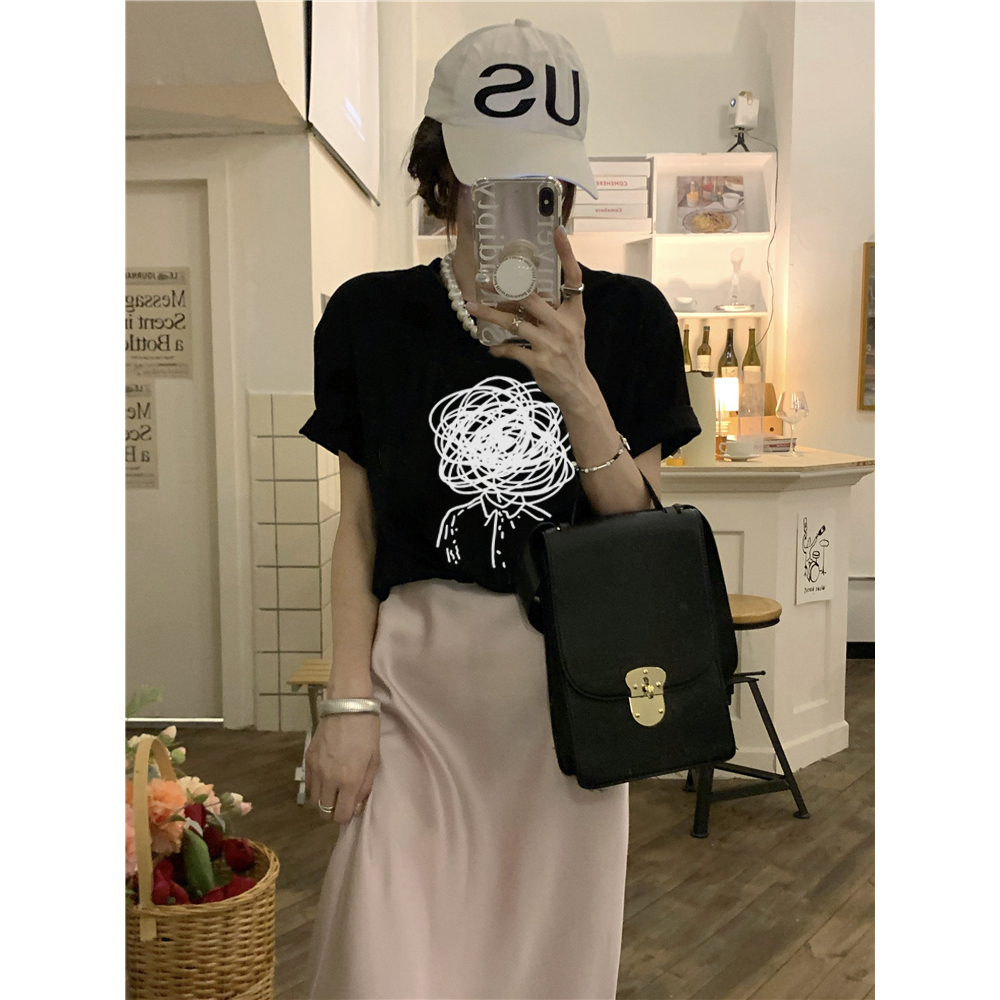 EUNII T-shirt Lengan Pendek Bad Day Printing Korean Style/Kaos Atasan Wanita/Baju Wanita/Kaos Wanita