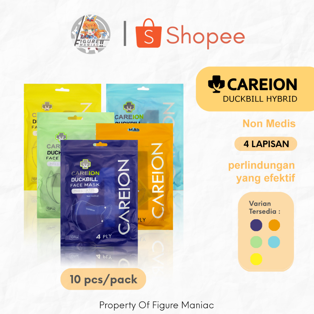 Figure Maniac - Masker Duckbill Careion Warna 4 Ply isi 10 Pcs Original