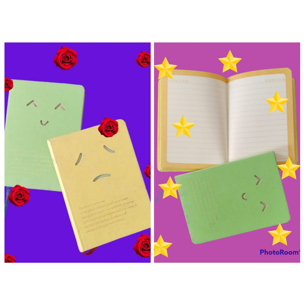 

buku diary dengan sampul motif emoji coock untuk catatan harian,memo,notes,dll