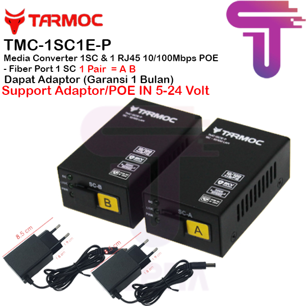 Tarmoc TMC-1SC1E-P | 1 FO 1 LAN 10/100Mbps POE IN 5-24V HTB 3100 A+B
