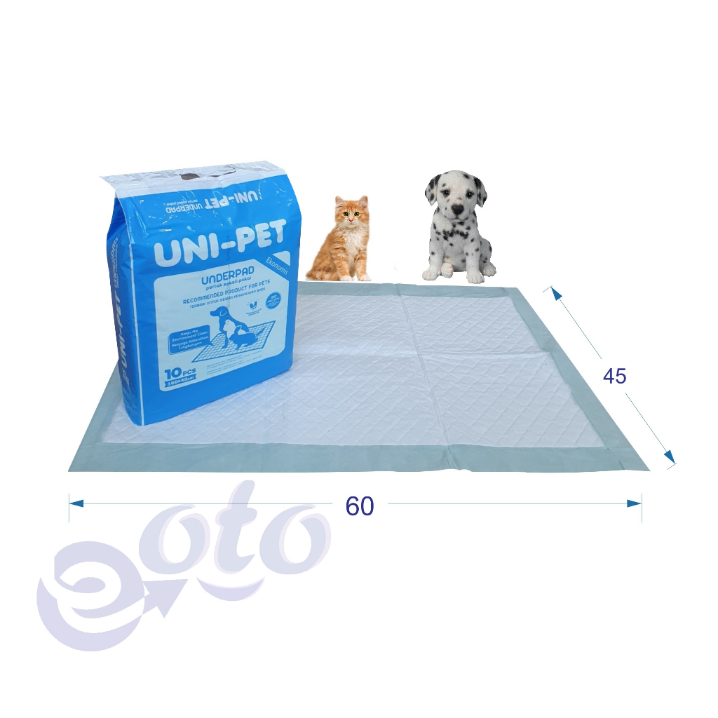 UNI-PET Underpad Alas Kandang Perlak Hewan Anjing Kucing Kelinci size 60x45cm isi 10 pcs x 12 (120pcs)