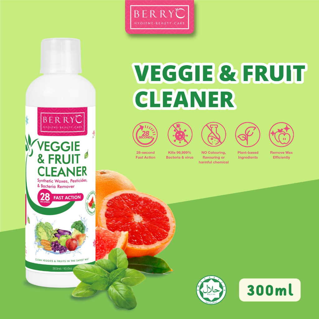 BerryC Veggie &amp; Fruit Cleaner 100ml / 100 ml -  Berry C Pembersih Sayur &amp; Buah 300ml / 300 ml Food Grade