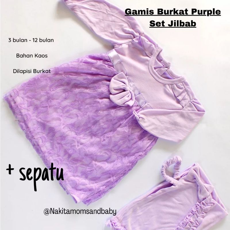 Gamis Burkat dan koko Bordir Set Sepatu Bayi Baru Lahir/Newborn Aqiqah promo 8.8