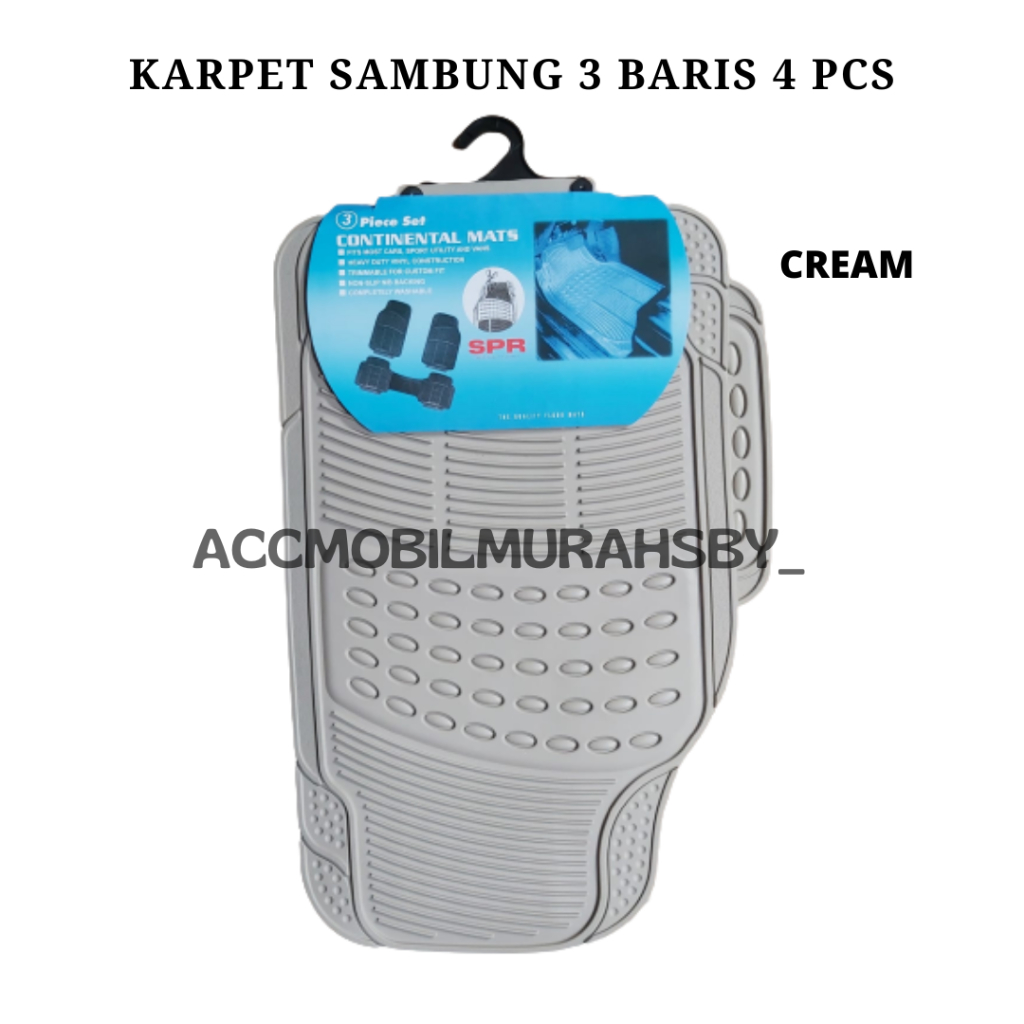 Karpet Mobil Bahan Karet 3 Baris / 4 Potong Universal Black ,Abu &amp; Beige karpet universal alas mobil