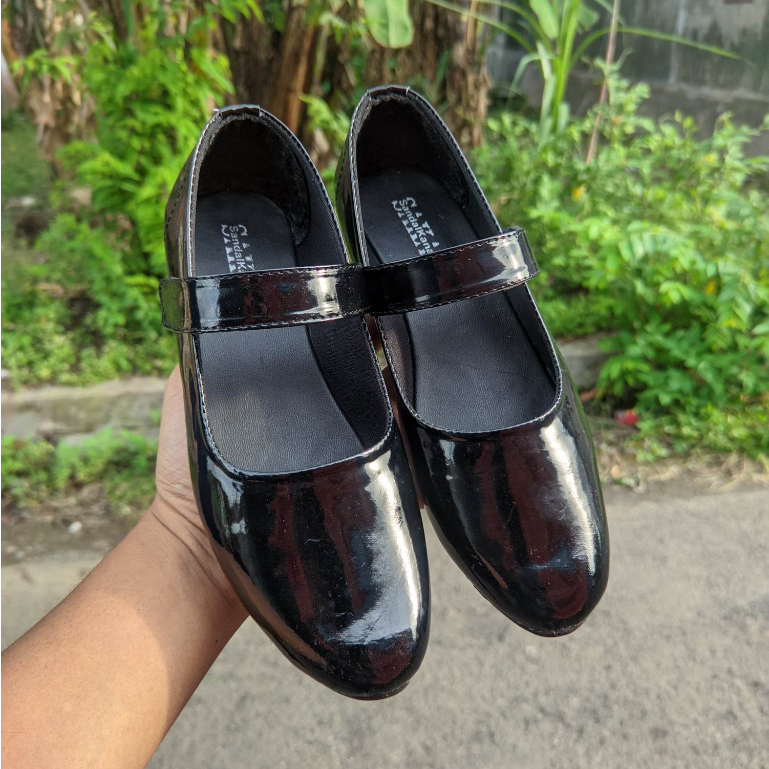 SAKAKI - Sepatu Anak Sekolah Paskibra Glossy Ukuran 31-35 Flatshoes Anak Paskib Perempuan Sepatu balet Shiny Anti Slip