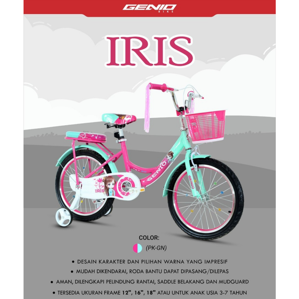 Sepeda Anak Genio Mini Iris sepeda perempuan sepeda anak cewek - onlinepratama88