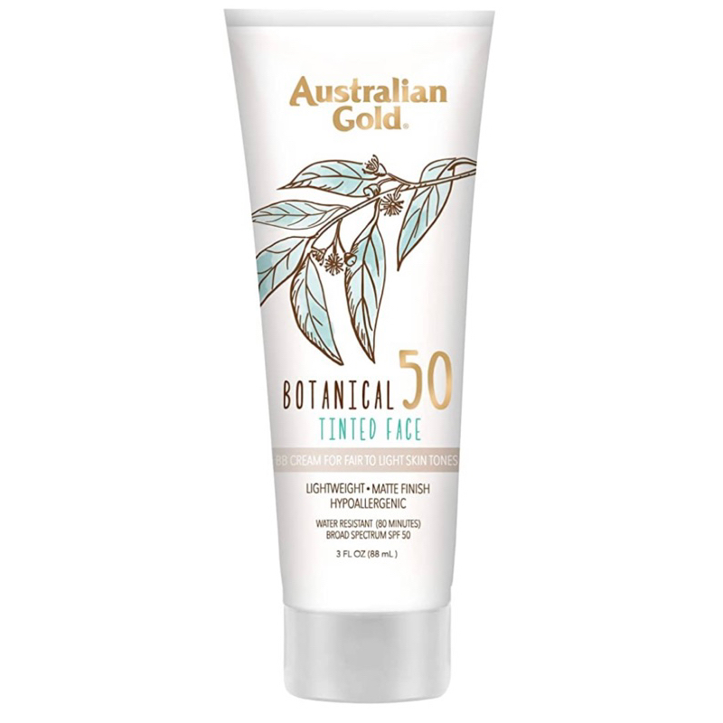 Australian Gold Botanical Sunscreen Tinted Face BB Cream SPF 50, 3 Ounce | Fair-Light | Broad Spectr