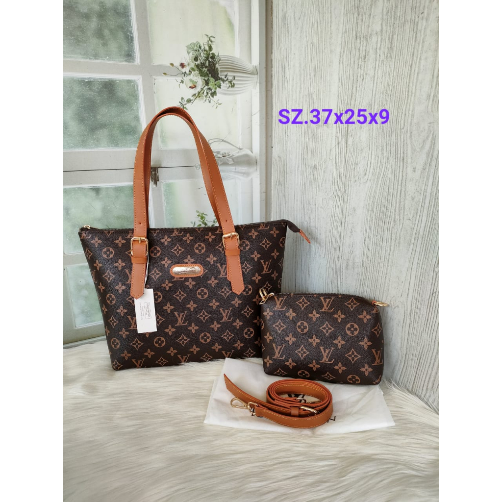 Tote Bag LV FREE POUCH SIZE  37 FULL EMBOSS HIGH QUALITY