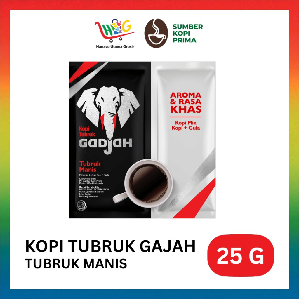 Kopi Tubruk Gadjah Manis / Bubuk Kopi Hitam + Gula 25g [ 1 PCS ]