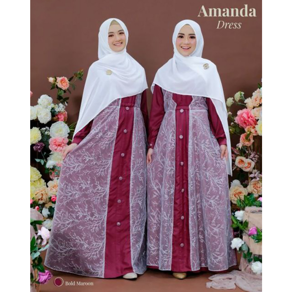 Saroja (555) Dress Batik Brukat Gamis Brukat Amanda | SJ Fashion