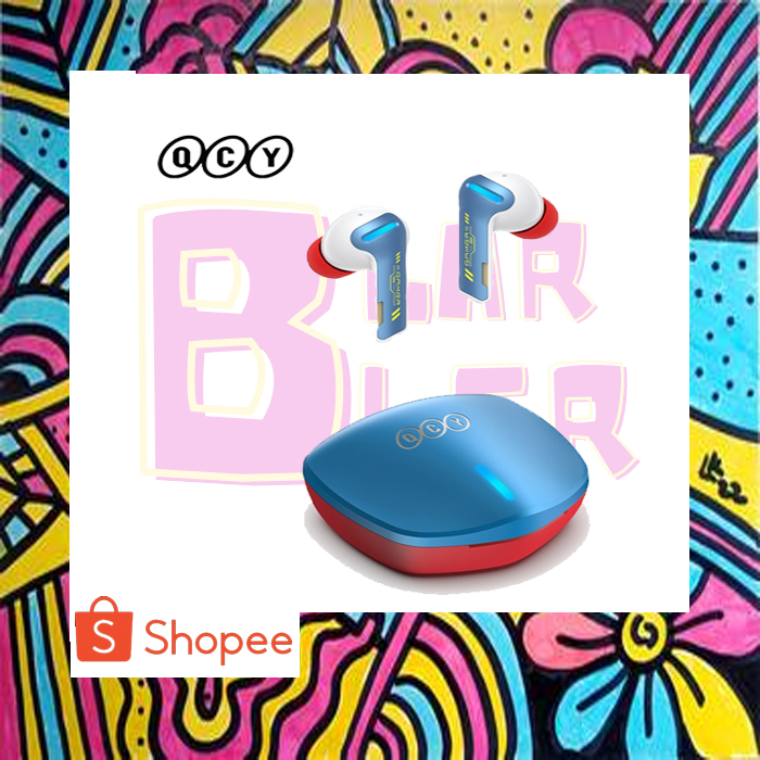 QCY TWS Gaming Bluetooth Earphone with Charging Case - QCY-G1 - Blue/Red