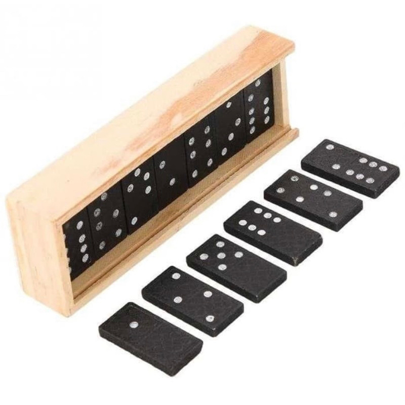 Mainan Kartu Domino Kayu Gaple Isi 28 - Wood Box Domino Game Board Isi 28