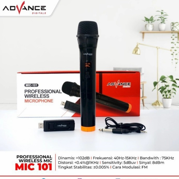 MIC Advance 101 wereless 1 mic mic karoeke mic tanpa kabel bagus
