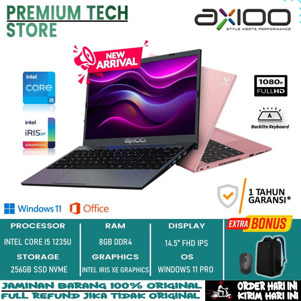 Laptop Terbaru Axioo Z10 Metal Intel i5 1235U 8GB 256GB Iris Xe 14.0&quot; FHD IPS Backlit Windows 11 Pro Original Resmi