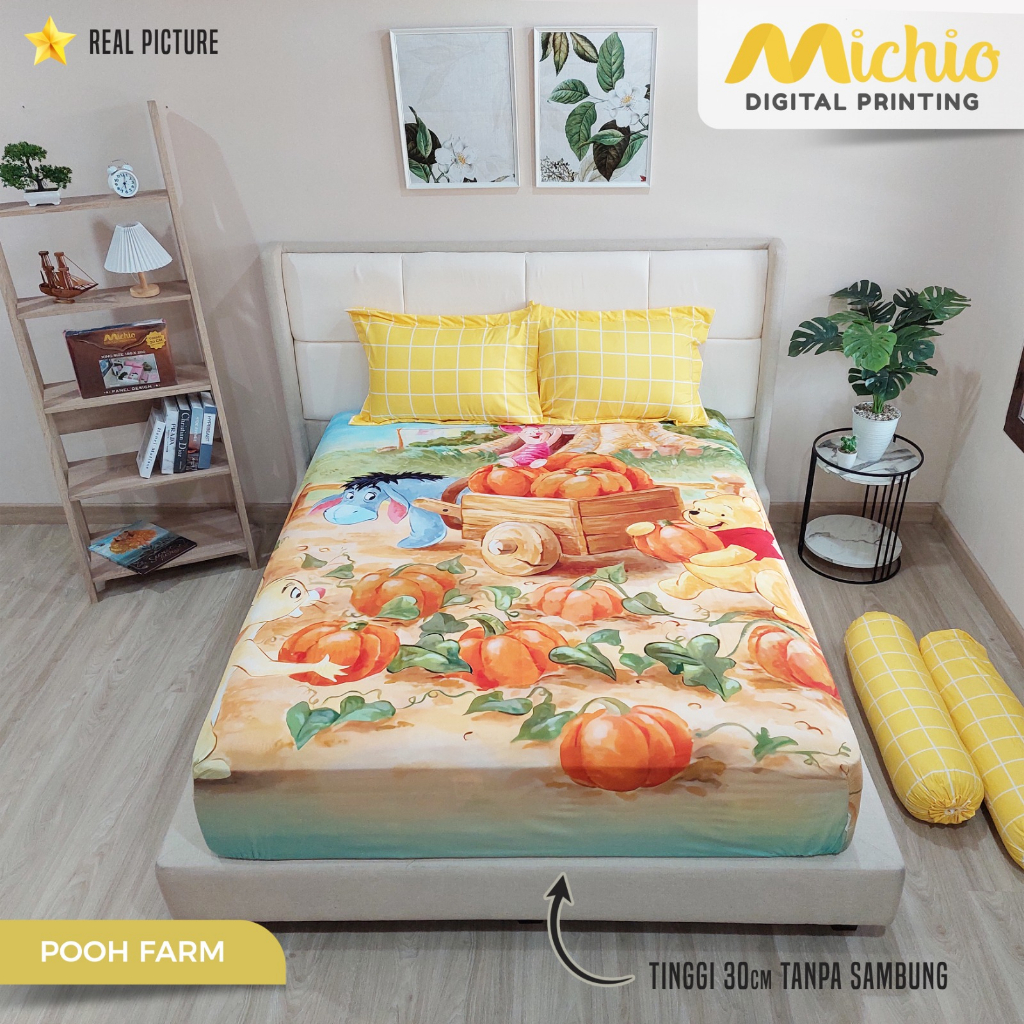 Michio Digital Printing Sprei Uk 160/180 T 30 - Pooh Farm