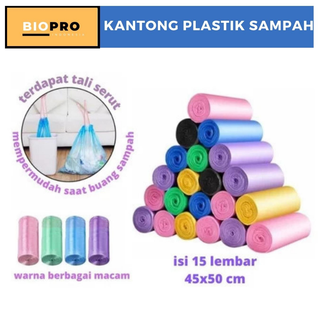 Kantong Sampah Plastik Uk. 45x50cm Isi 20 Lembar / Kantong Roll Plastik Gulung / Plastic Trash 1 Pack Isi 5 Roll