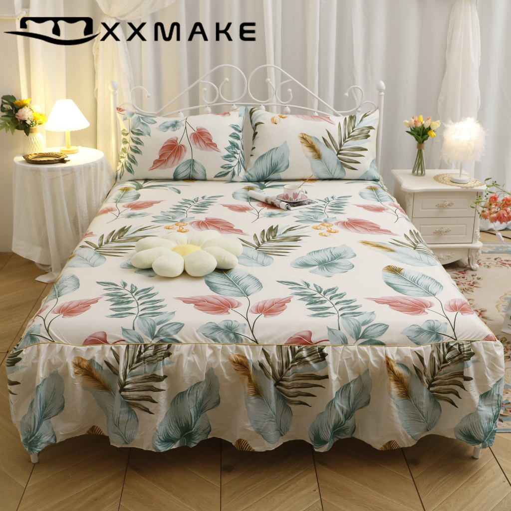 GARANSI (COD) XXMAKE SPREI RUMBAI SPREI SARUNG BANTAL BED COVER BEDSKIRT KUALITAS BAGUS POLA WARNA