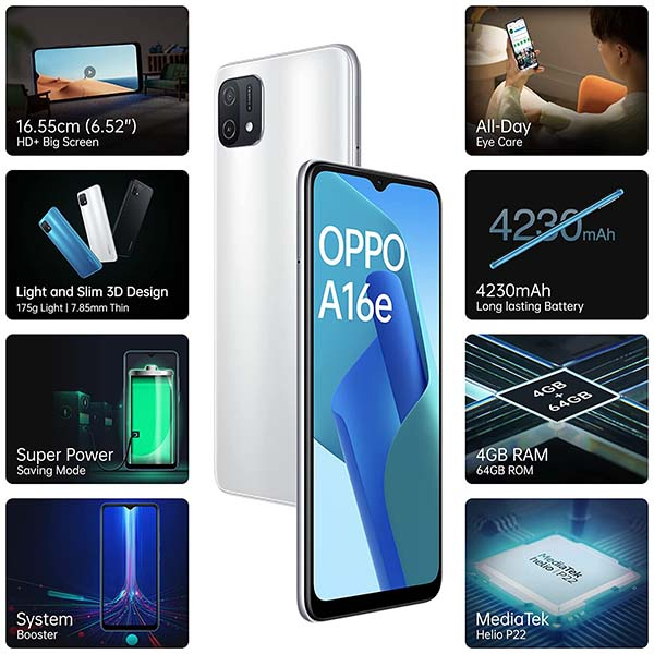 Oppo A16e 3GB+32GB Garansi Resmi Oppo Indonesia 1 Tahun