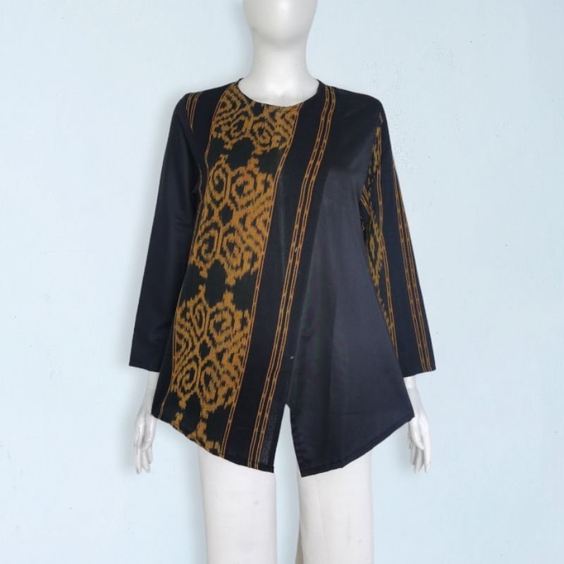 Shanaya Baju Batik Wanita Blus Tenun Nagami Kombinasi Batik Tenun Kombinasi Toyobo dengan motif cant