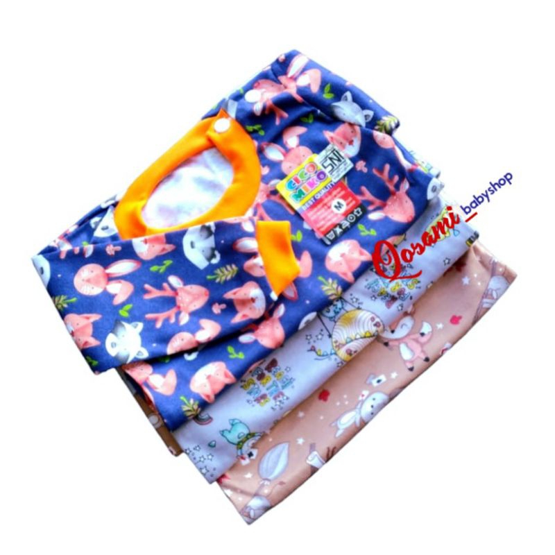 CIKO MIKO 3 pcs Kaos Panjang Oblong Bayi Motif Print Uk S, M, L, XL SNI