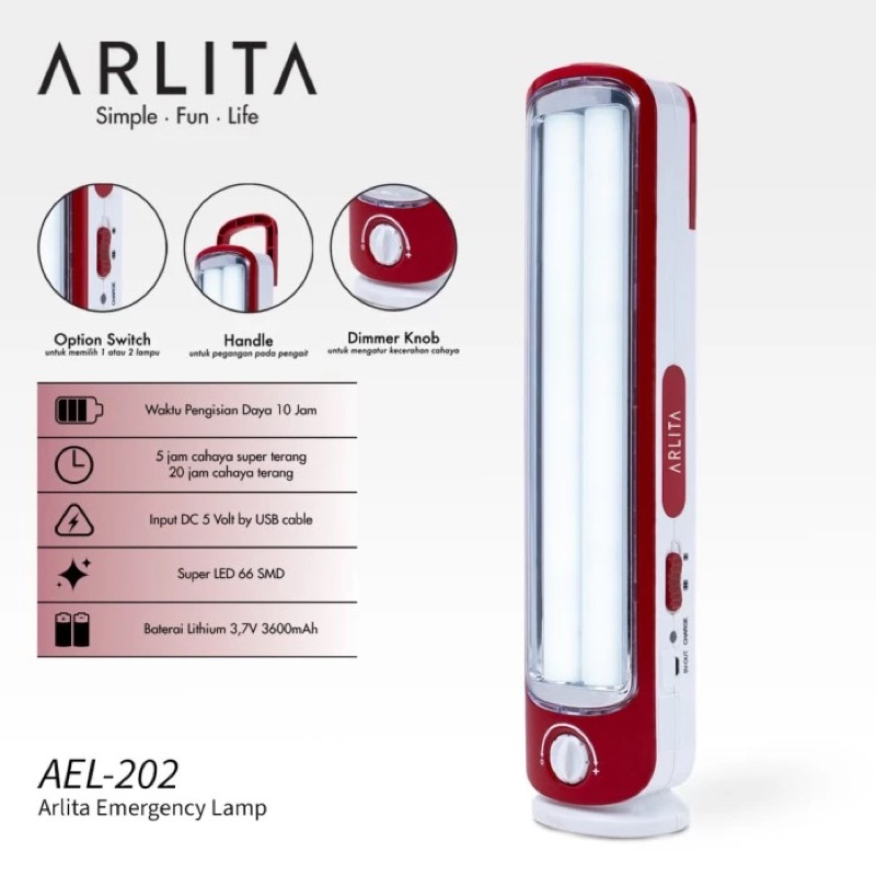 ARLITA EMERGENCY LAMP Lamp AEL-202 / Lampu darurat