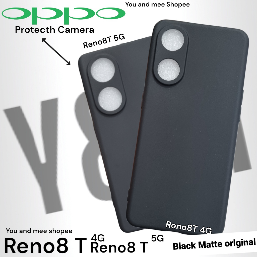 Original Silicone Black OPPO Reno8 T 4G/ Reno8 T 5G PREMIUM Silikone TPU Flexible Matte Cover Soft Case Full Hitam Glare Anti Minyak Doff Pop up Top Softcase Gelap Polos Tipis Thin/SLim NFC S T Karet Kondom Plastik TPU Play Pro 4g 5g 8T Reno 8 Reno8T