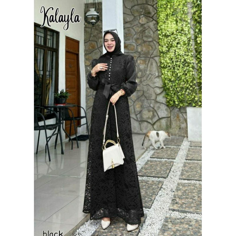 Kalayla Maxy, GAMIS LEBARAN CANTIK MODIS FIT XXL LD 110 BAHAN BROCADE CORNELLY IMPORT MIX ORGANZA DOVE FULL FURING KANCING BUSUI TERMURAH TERLARIS OOTD