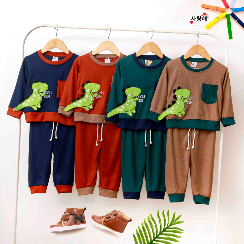 Stelan Anak bayi Laki-Laki Lengan Panjang Celana Panjang 1-3 Tahun motif/Setelan Bayi 1-3 Tahun/Sete