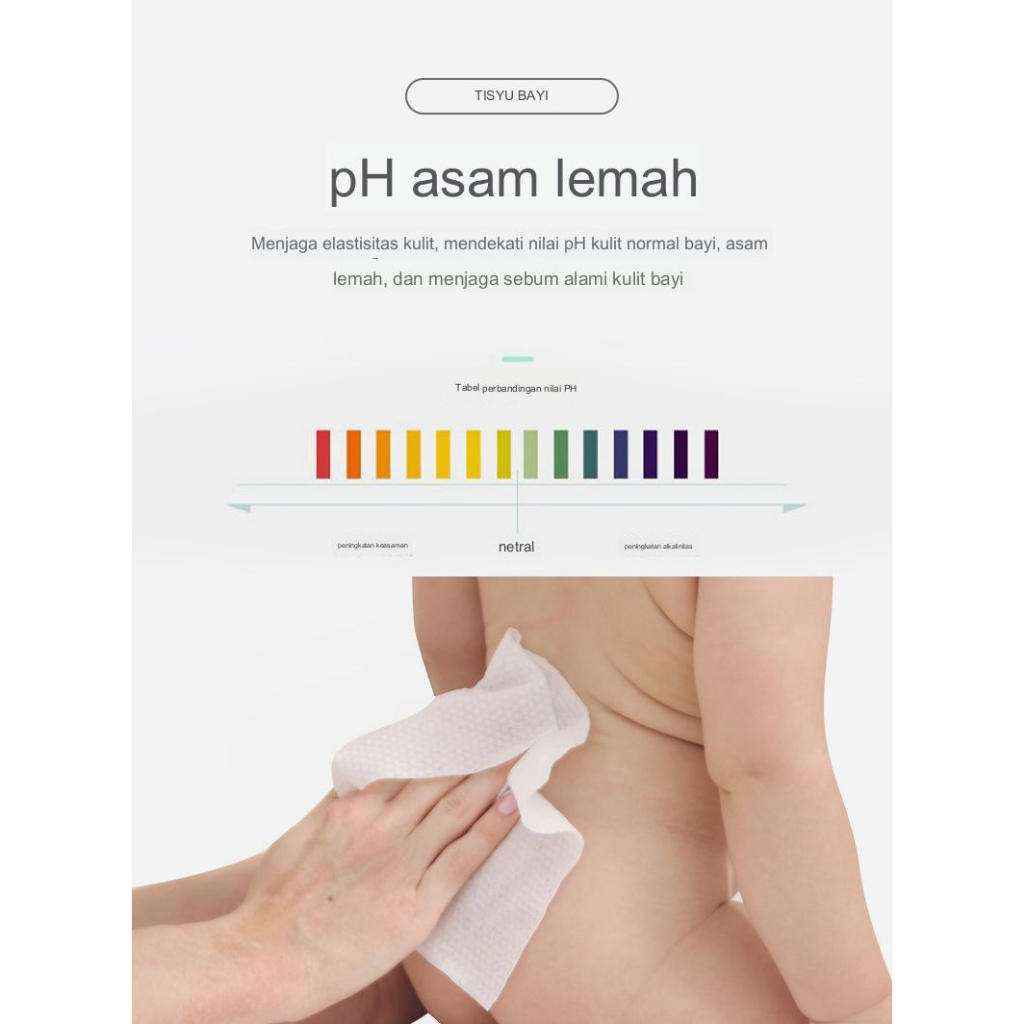 Tisu basah bayi anak tissue tanpa pemutih, tanpa pengharum, bebas akohol lembut halus, dapat didaur ulang ph netral aman untuk bayi baru lahir tebal tidak mudah robek toilet wanita perempuan