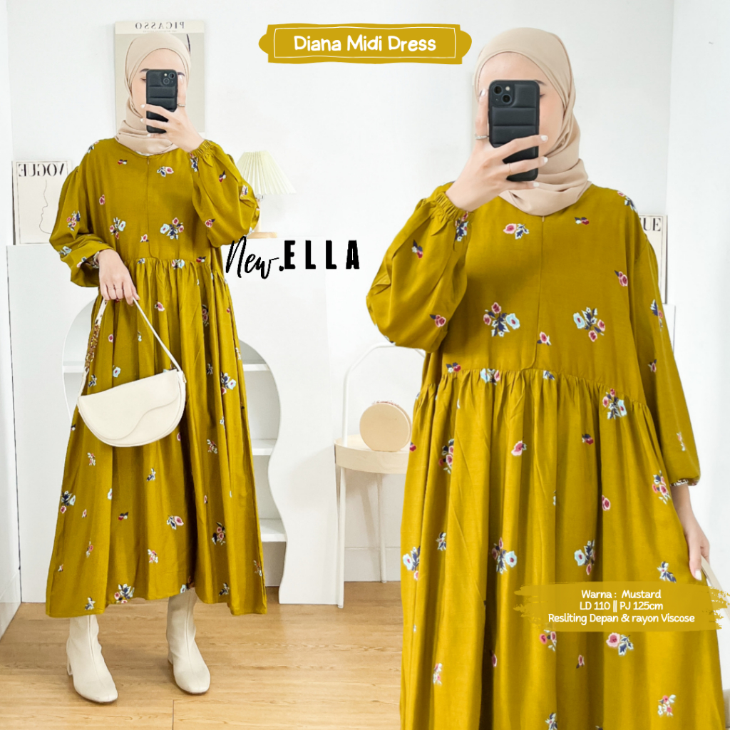 ELLA MIDI DRESS 20 MOTIF/ BINE MIDI DRESS BUSUI BY DLINK STORE