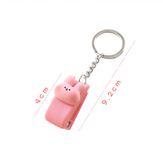 STP2 Cute Staples Set mini kecil Staples lucu kantor penjepret kertas A4, Jepretan kertas sekolah anak kantoran Dengan isi staples 1 pak pink duck chicken tiger white octopus isi staples