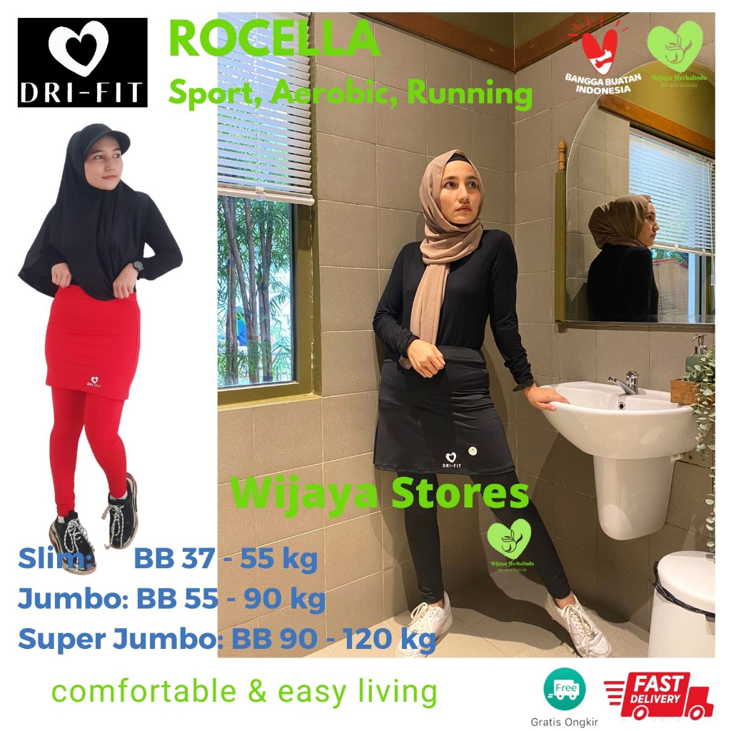 Celana Senam Zumba Wanita / Legging Rok Senam Olahraga Wanita – Slim Super Jumbo – Celana Rok Senam Wanita  - Legging Rok Wanita: Zumba Tenis Jogging Berenang Bersepeda