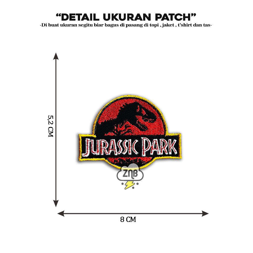 JURASSIC PARK Patch Premium Full Bordir Qualitas Best Quality